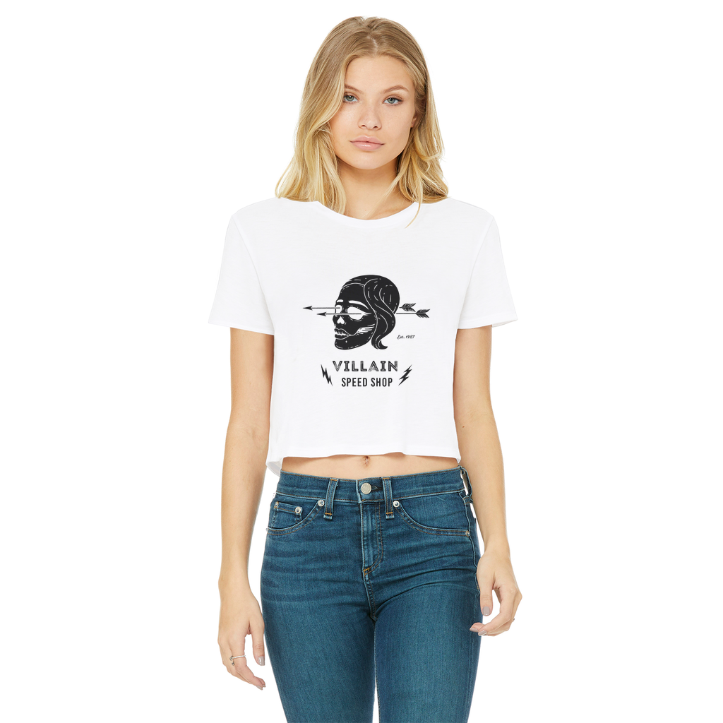 Villain Classic Women's Cropped Raw Edge T-Shirt