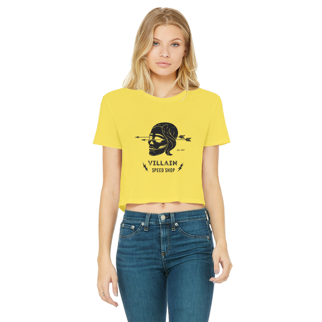 Villain Classic Women's Cropped Raw Edge T-Shirt