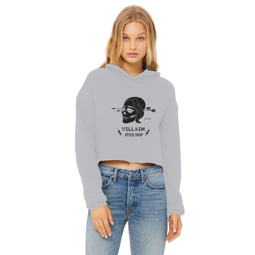 Villain Ladies Cropped Raw Edge Hoodie