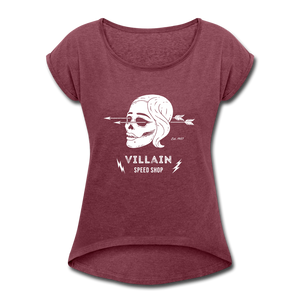 Women's Villain Shop Tee - heather burgundy