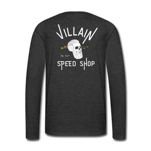 Villain Long Sleeve Shop Tee - charcoal grey