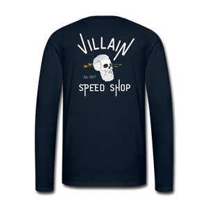 Villain Long Sleeve Shop Tee - deep navy