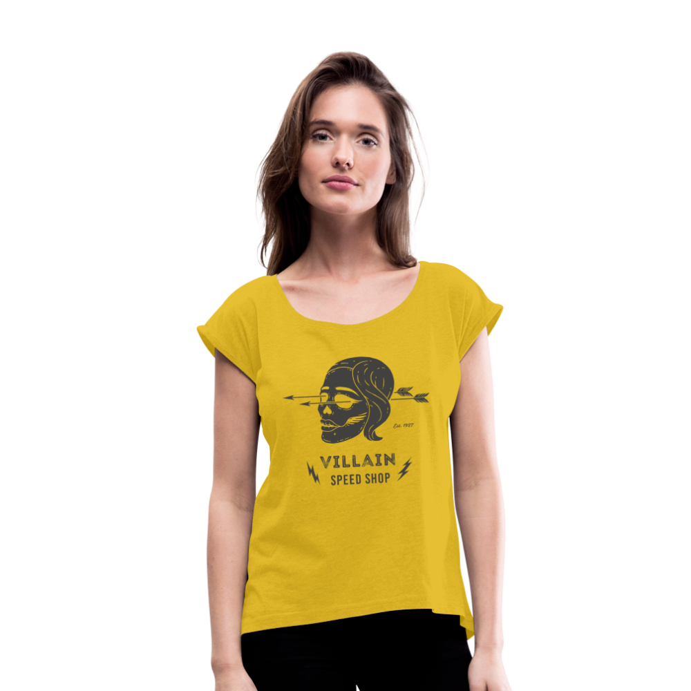 Villain Roll Cuff Shop Tee - mustard yellow